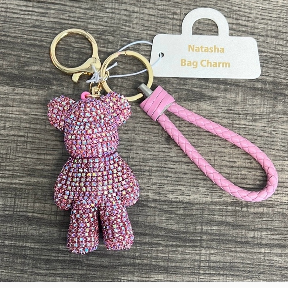 Pink Bear Bag Charm Keychain